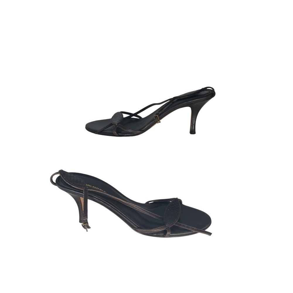 Banana Republic Strappy Sandals 8.5 Dark Brown Leather Italian Snake Embossed